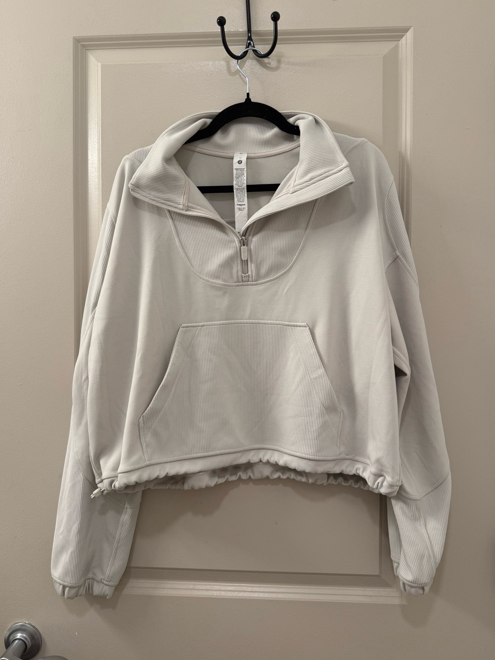 Lululemon Brushed Softstreme Ribbed Half Zip Pullover in Bone White Women’s 12